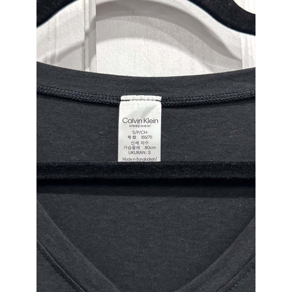 Calvin Klein Women's Black V-Neck Sleepwear T-Shirt S 100% Cotton - Picture 6 of 9